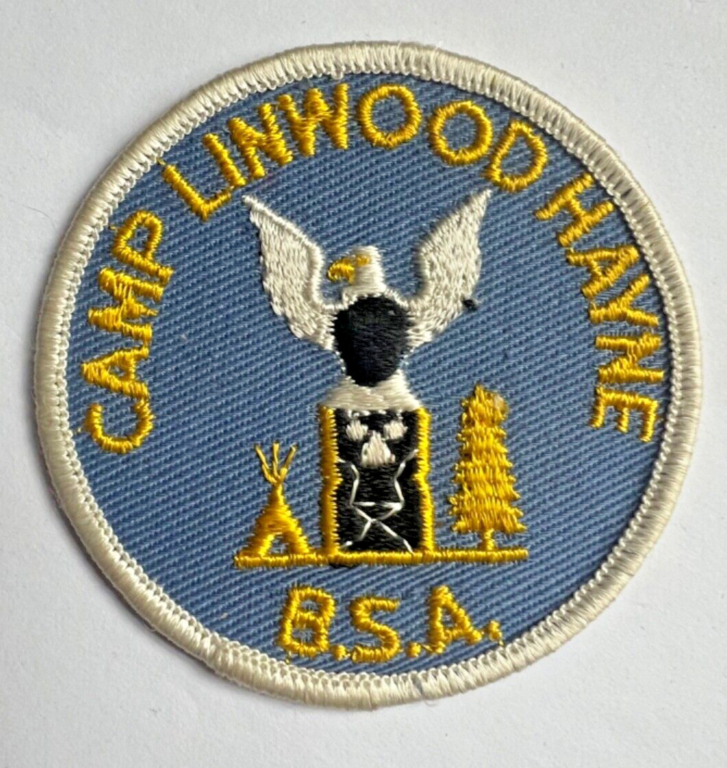 BSA Camp Linwood Hayne Patch Georgia Carolina Council blue twill background