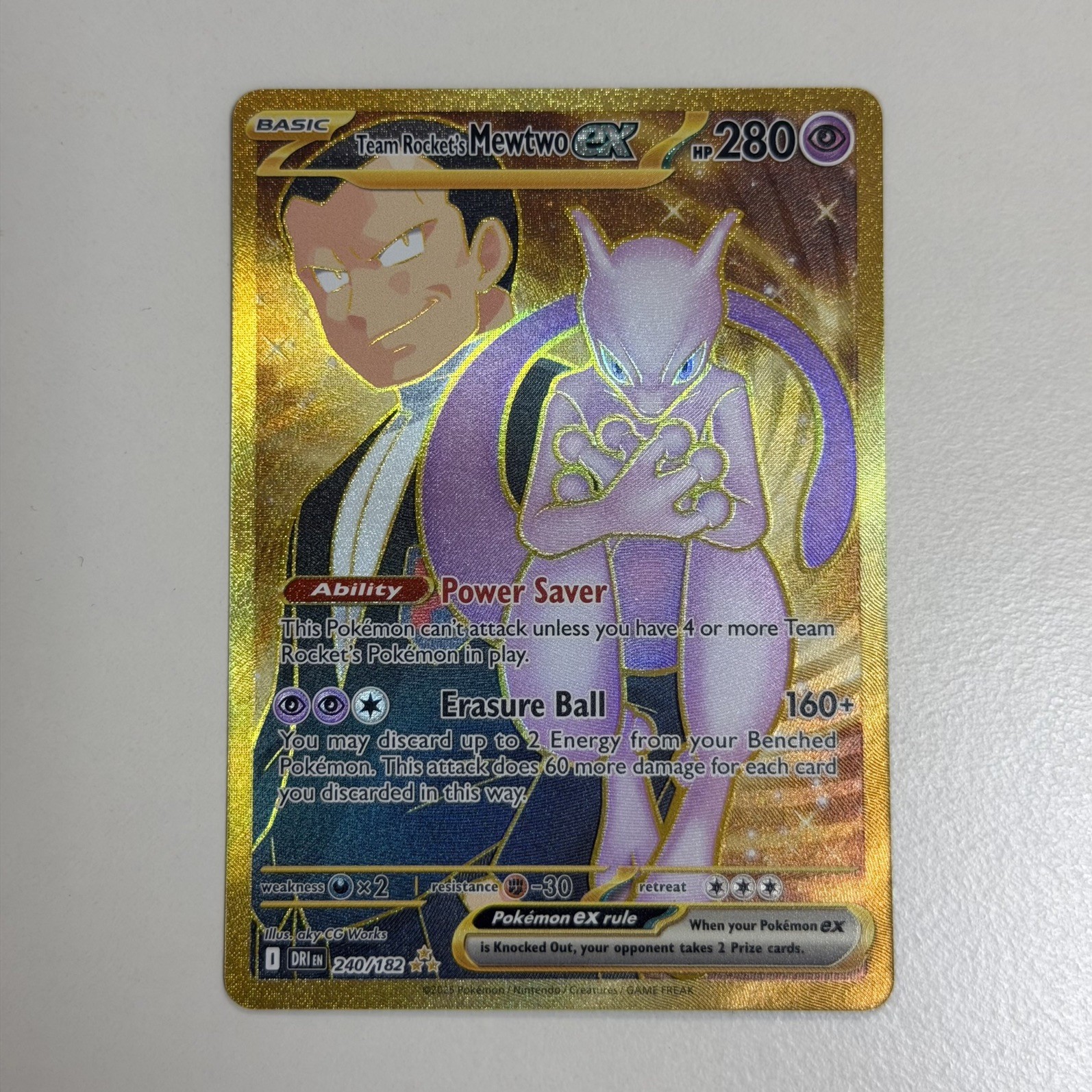 Pokemon TCG Team Rocket\'s Mewtwo ex 240/182  Destined Rivals Hyper Rare NM