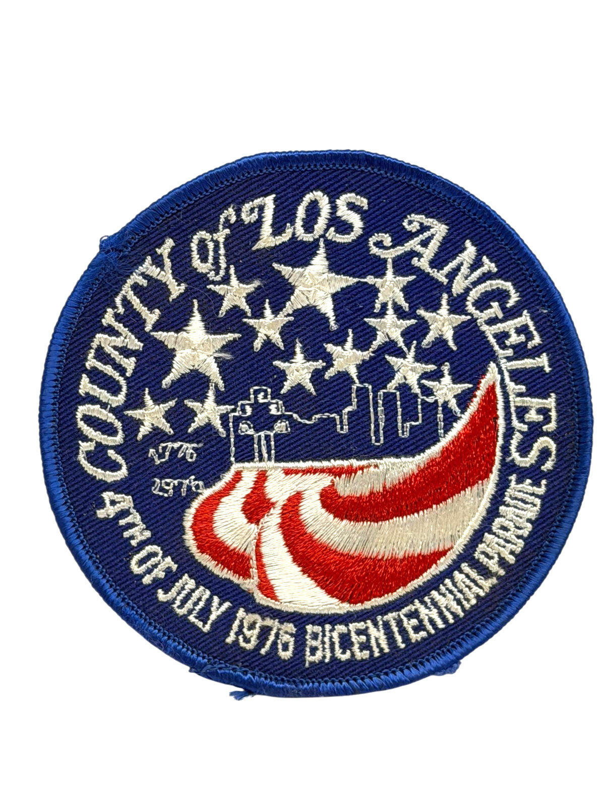 VTG 4th of July 1976 Bicentennial COUNTY OF LOS ANGELES Large Embroidered Patch