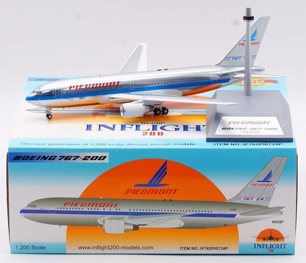 Infight IF762PI0724P Piedmont Airlines 767-200ER N608P Diecast 1/200 Jet Model