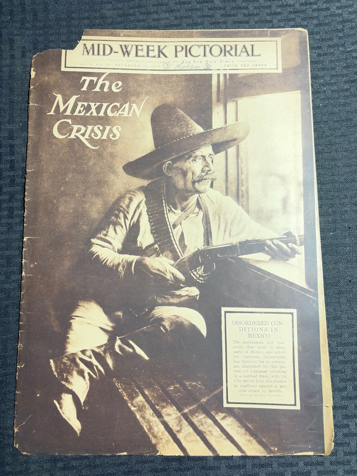 1919 Dec 11 NEW YORK TIMES Mid-Week Pictorial G/VG 3.0 The Mexican Crisis
