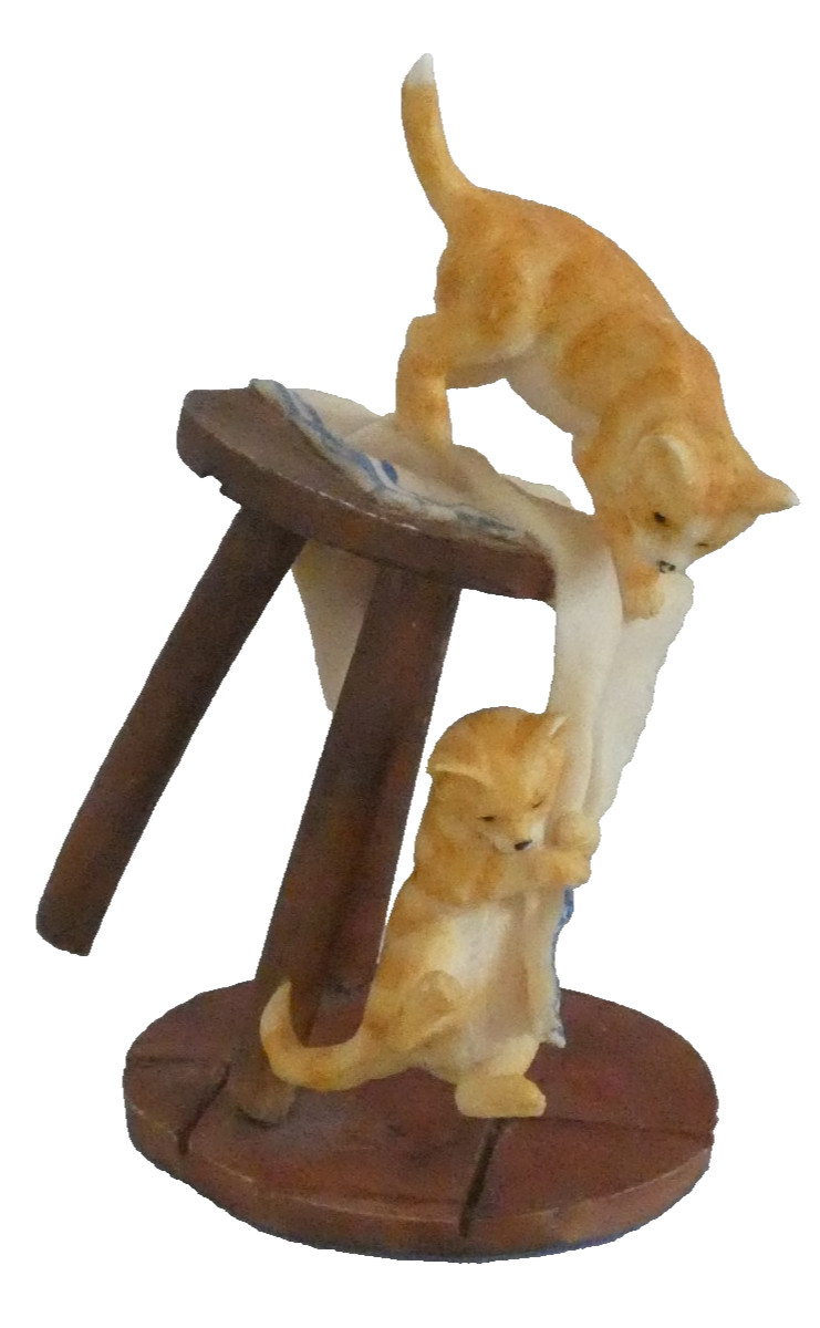 VINTAGE GINGER CATS PLAYING ON STOOL AYNSLEY MASTERCRAFT PERFECT