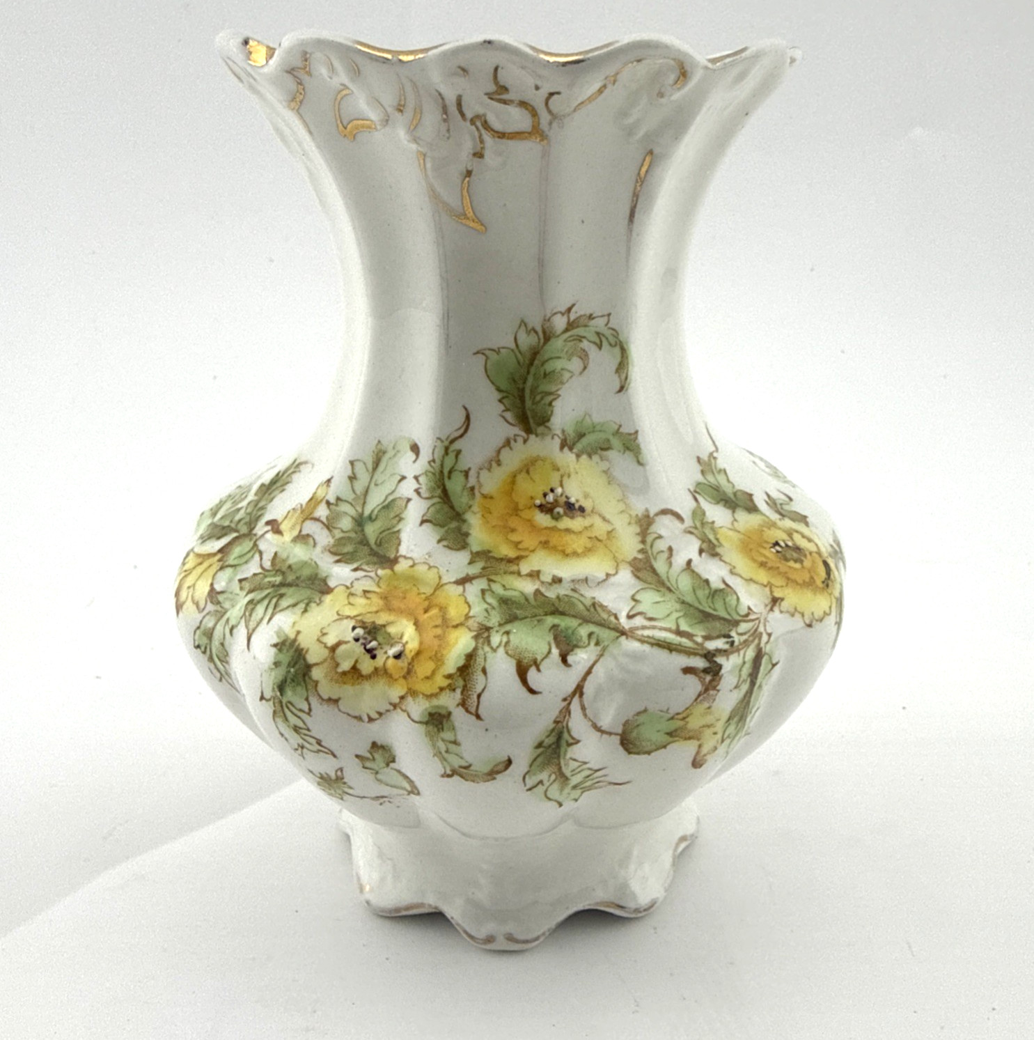 John Maddock & Sons Royal Vitreous Floral Vase England Antique 5 in