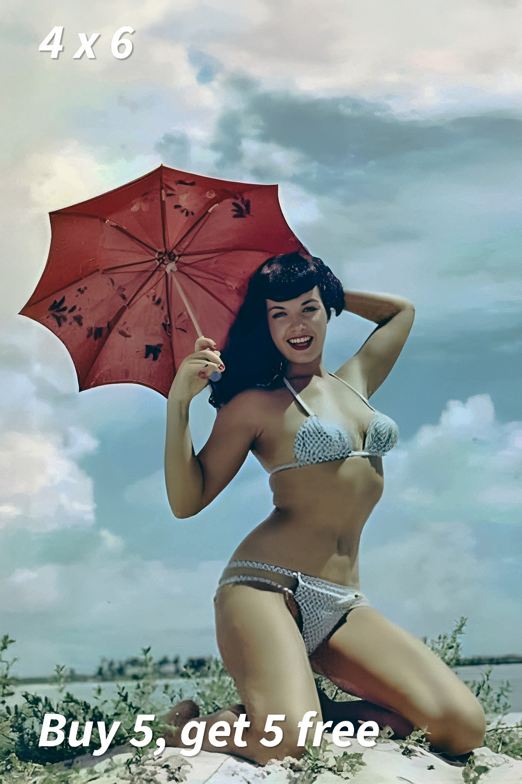 4x6 🟢 - Bettie Page - Hollywood Portrait - 1960s - Archive Print - Publicity Ph