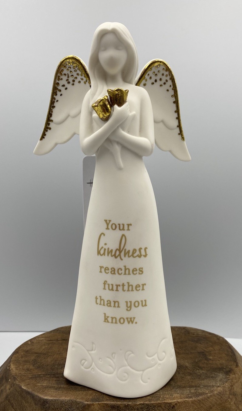 Hallmark Joanne’s Angels “Kindness” Figurine White Porcelain Angel Gold Flowers