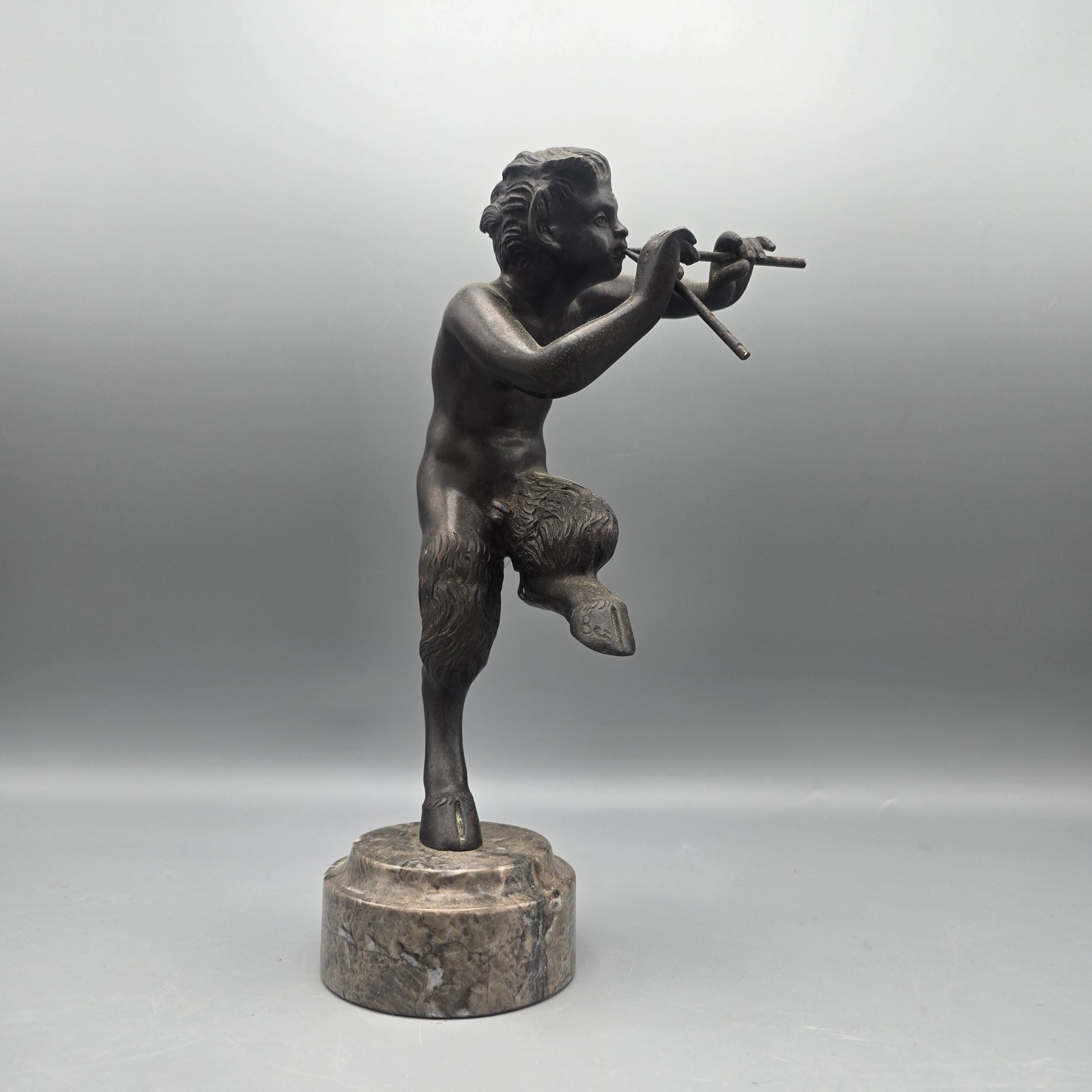 Vintage Grand Tour Style Bronze of Pan Playing Double Flutes