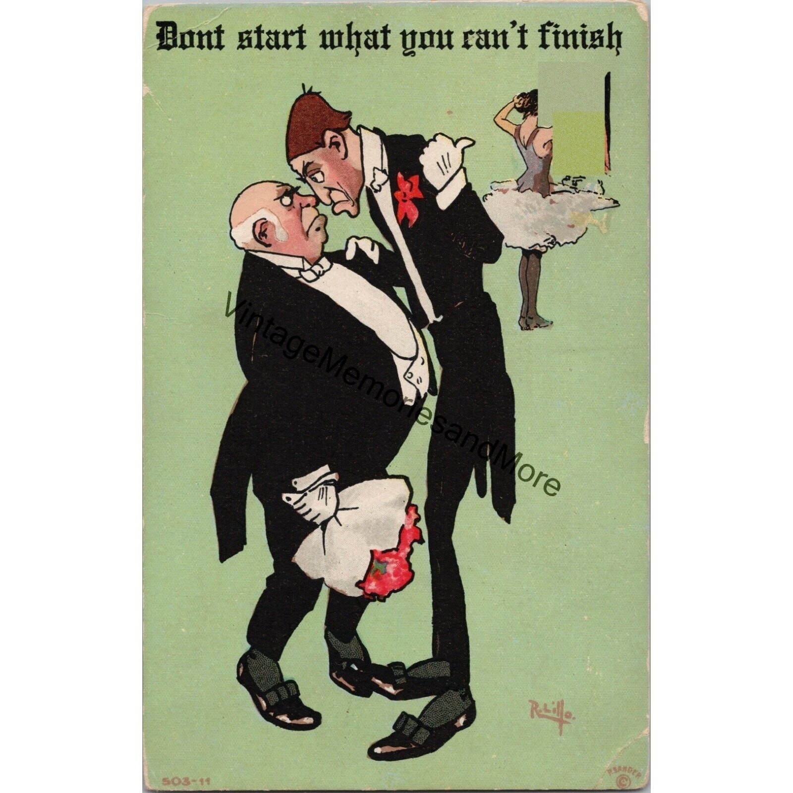Don\'t Start What You Can\'t Finish Vintage Comedy Postcard PC211