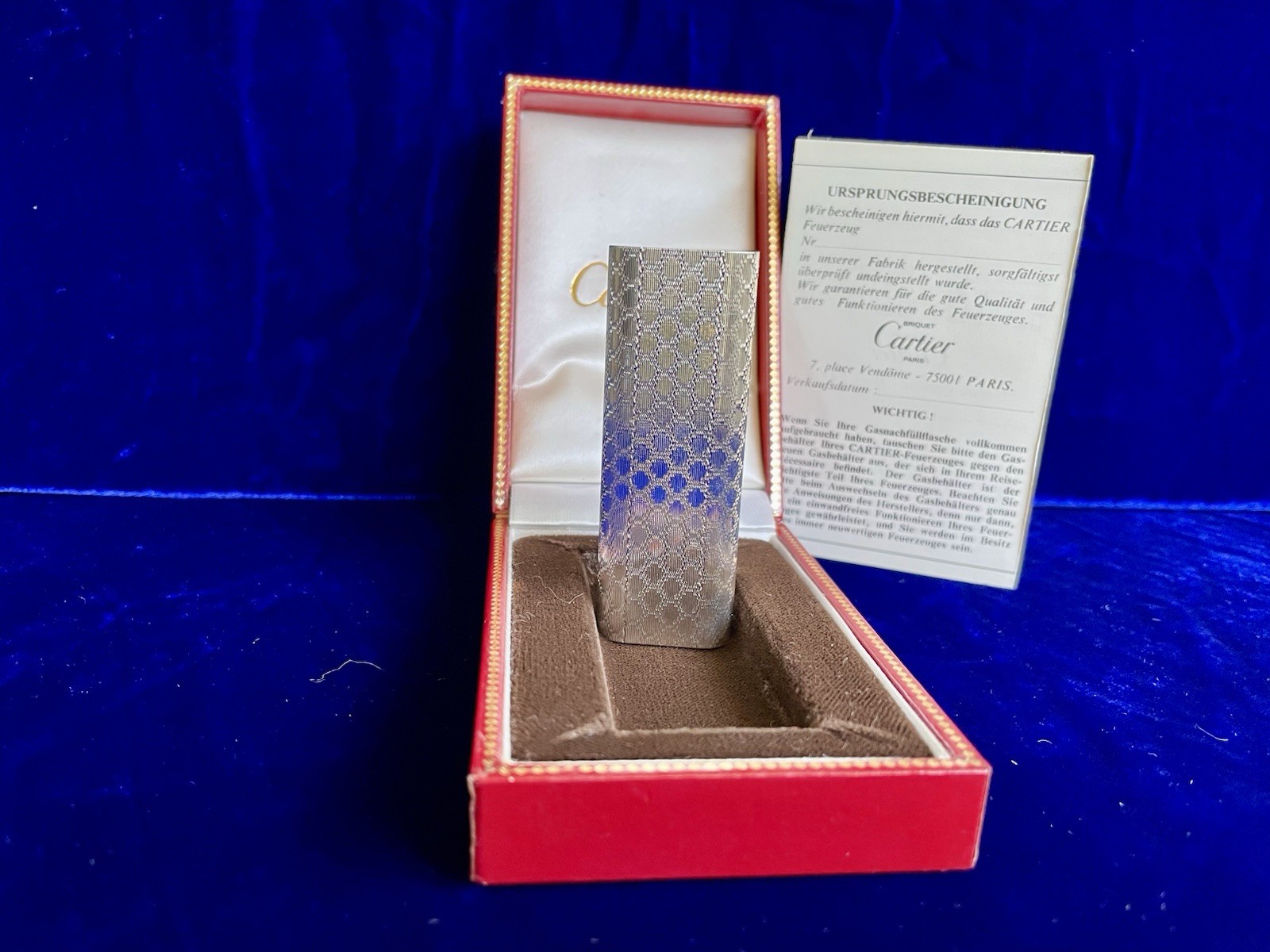 Cartier Lighter Vintage Silver Oval Mint Condition Works 1 Year Warranty
