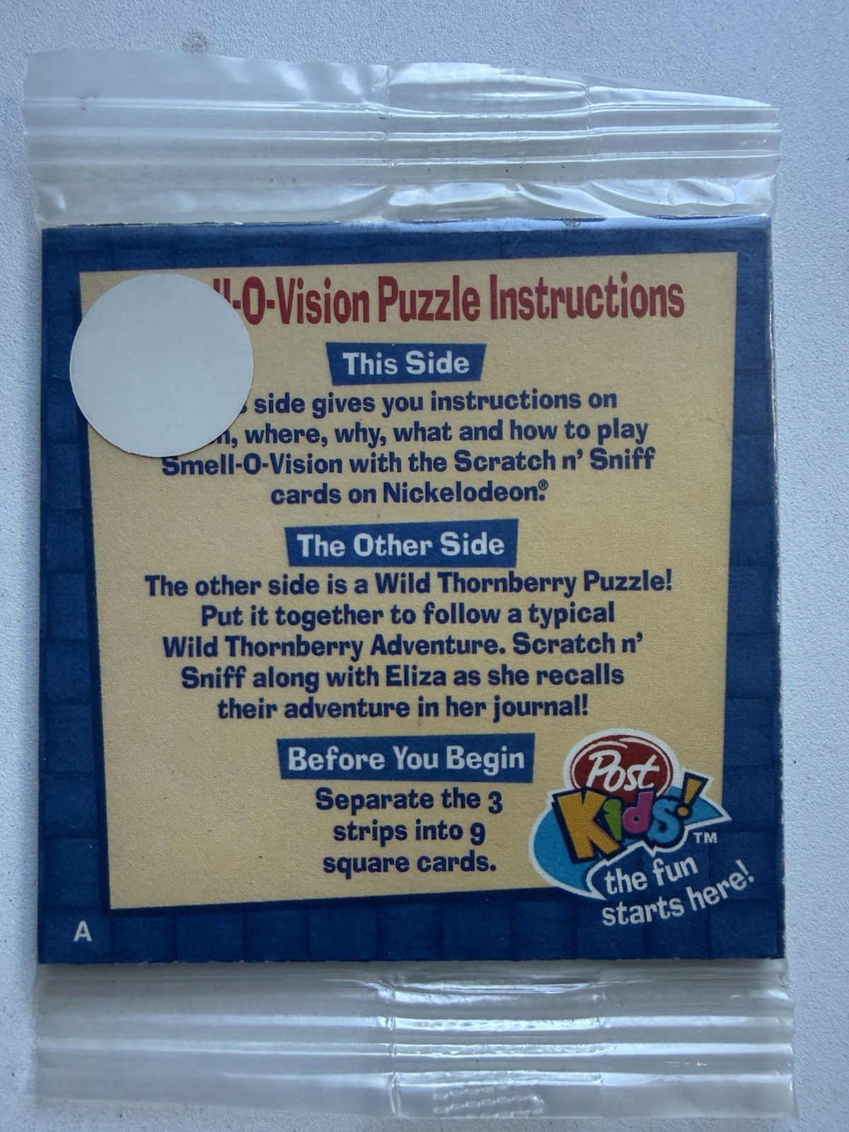 1999 Nickelodeon Wild Thornberrys Smell-O-Vision Scratch N Sniff Puzzle Sealed