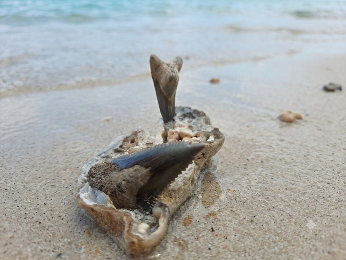 Upper & Lower Hemipristis (Snaggletooth) Shark Teeth In FL Agatized Coral.