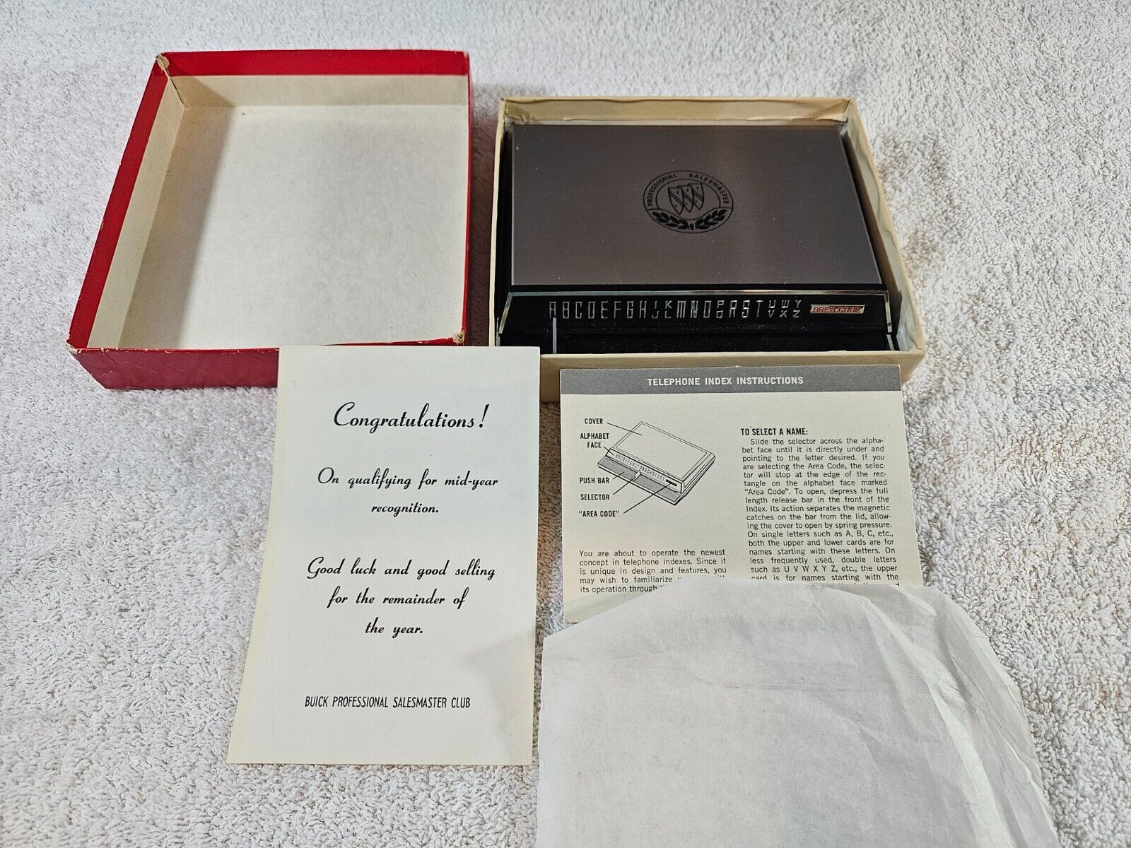 1960’s-1970’s Buick Salesmen’s Award Rolodex in Original Box. (Park Sherman Co.)