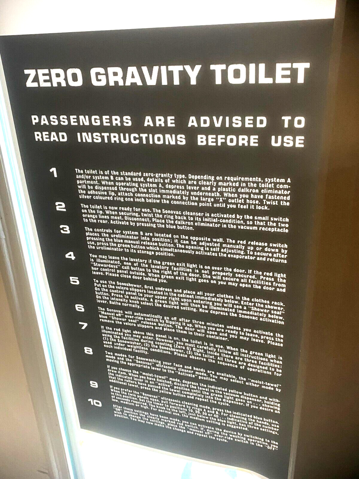 2001 a space odyssey hal-9000 gravity toilet  print Star prop  trek YA
