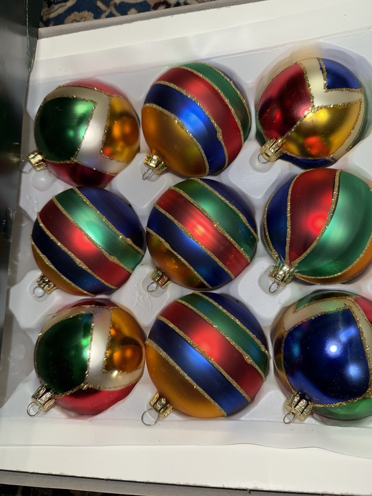LOT (9) BOHEMIAN GLASS CHRISTMAS ORNAMENTS 3