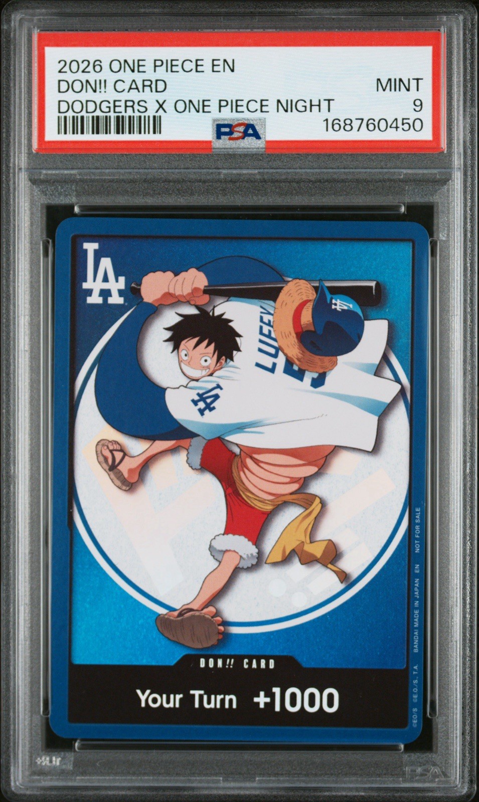 2026 ONE PIECE PROMOS DODGERS X ONE PIECE NIGHT DON CARD PSA 9