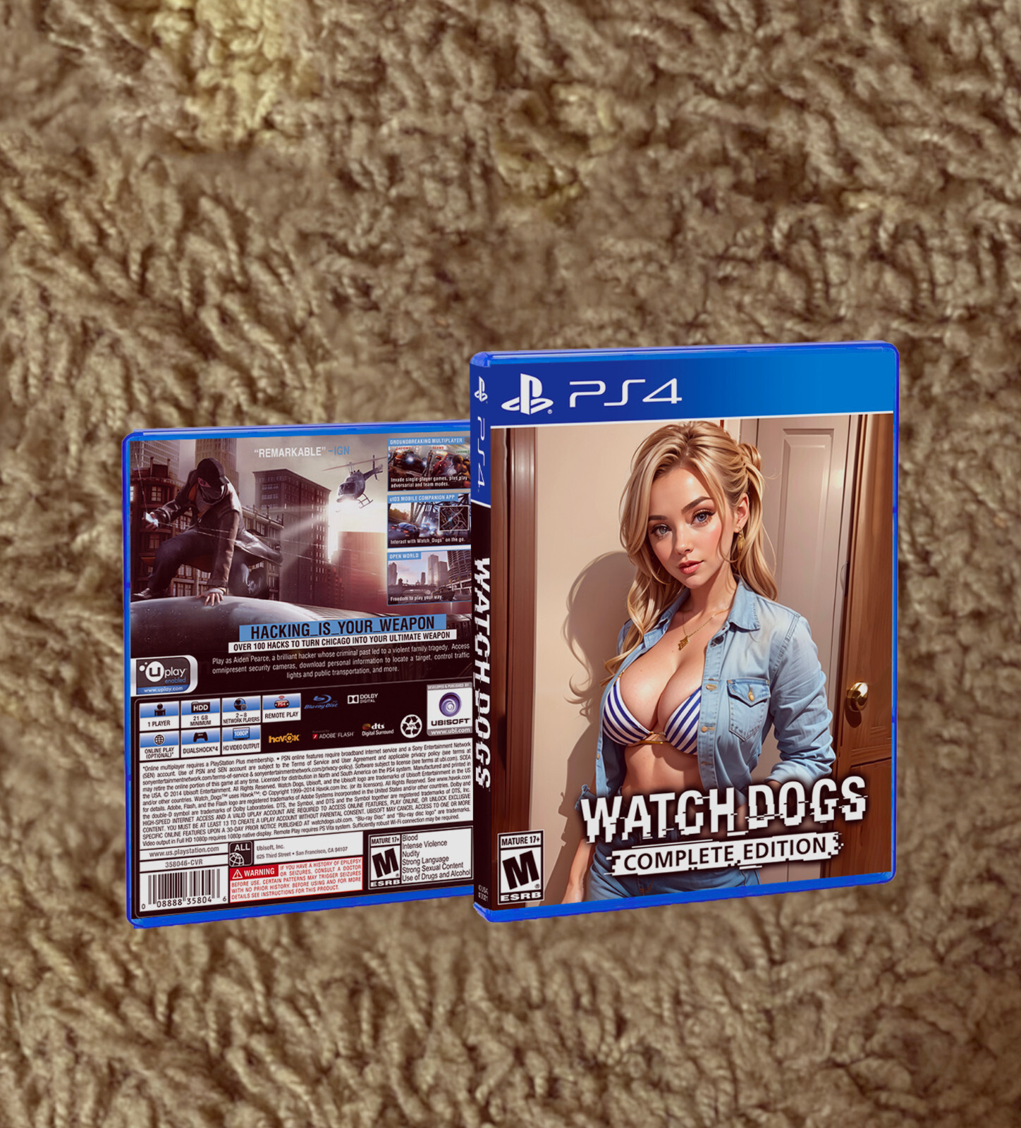 Watch Dogs Complete Edition PS4 CUSTOM COVER ART & CASE - NO GAME