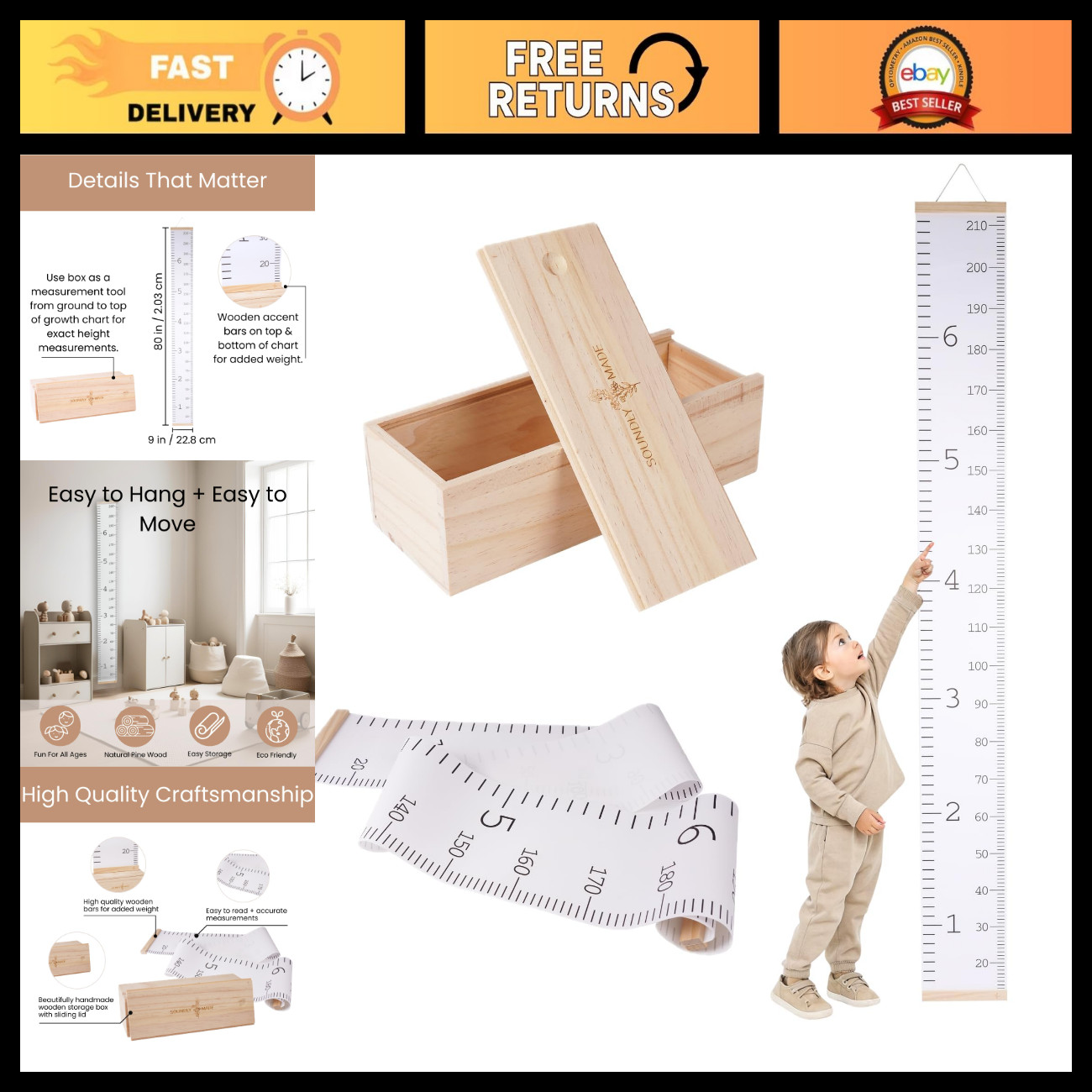 Growth Chart for Kids, Height Chart for Kids, Kids Height Wall Chart
