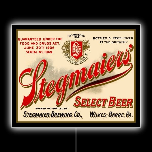 Stegmaier Beer - Wilkes Barre Pennsylvania NEW LED Hanging Lighted Sign: 18x23