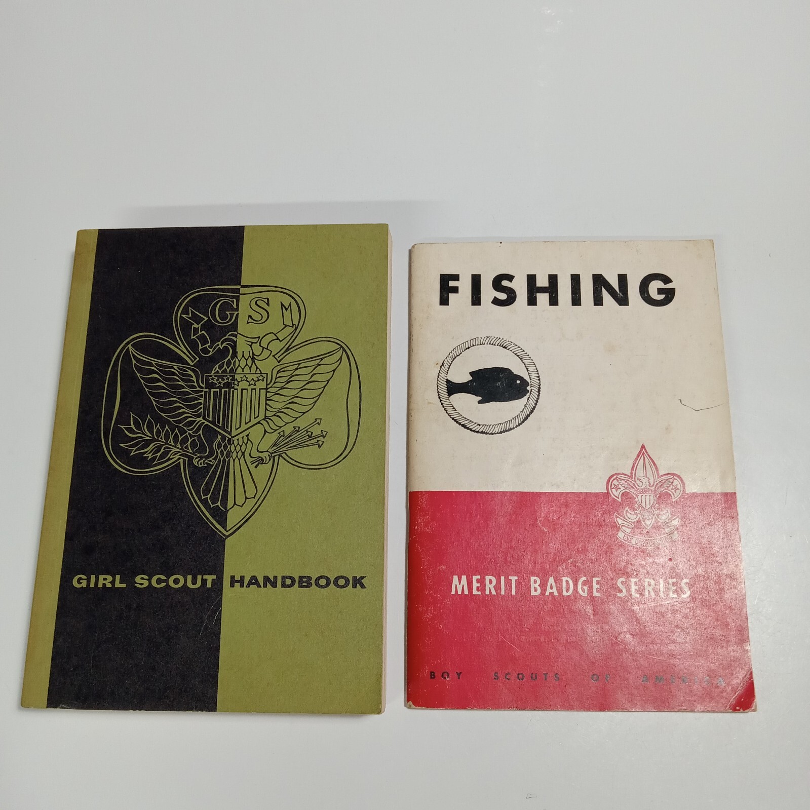 Vintage Girl Scout Handbook 1953 Boy Scout Fishing Merit Badge Book 2 Book Lot