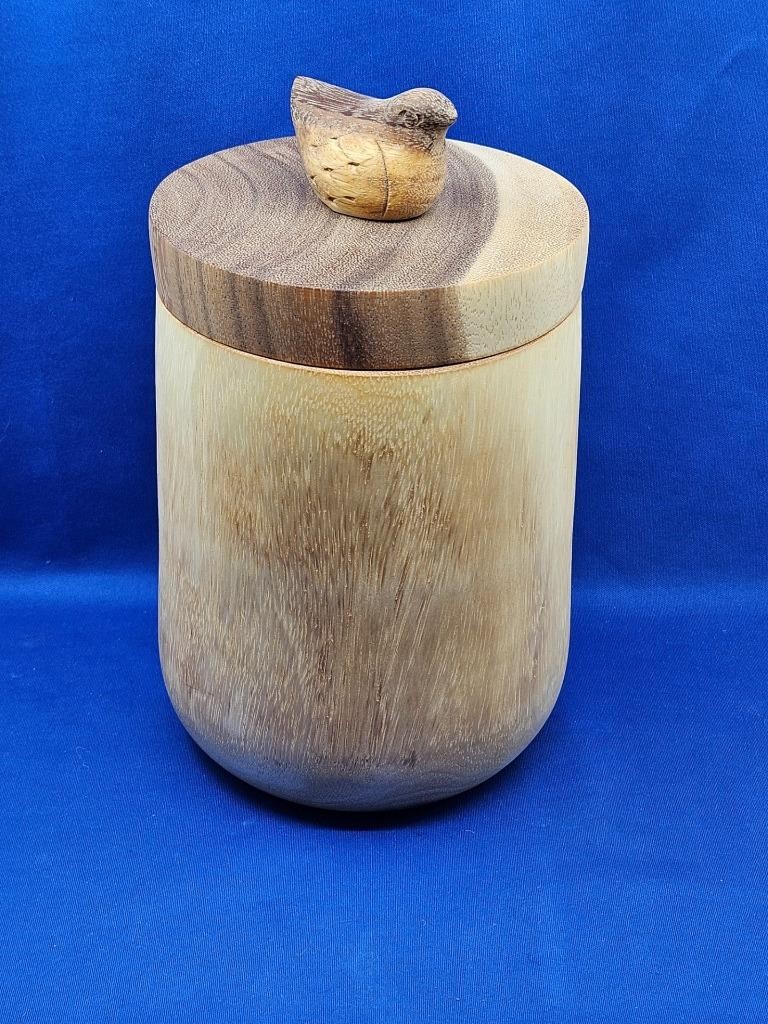 Anthropologie Terrain Solid Wood Forest Friends Bird Canister 7