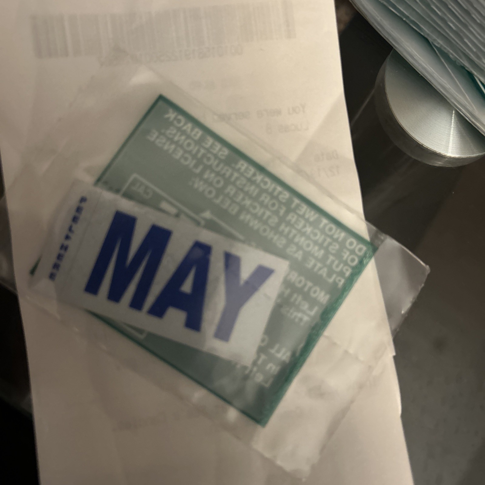 California Monthly Sticker May DMV Original