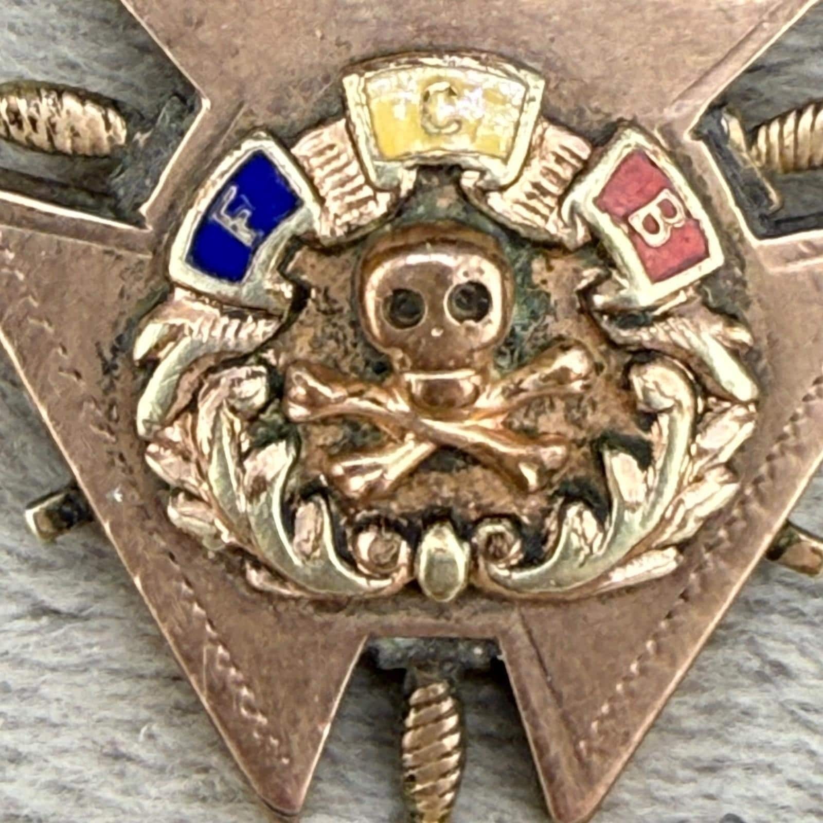 Vintage Knights of Pythias Pocket Watch Fob Pendant Masonic Gold Tone Enamel