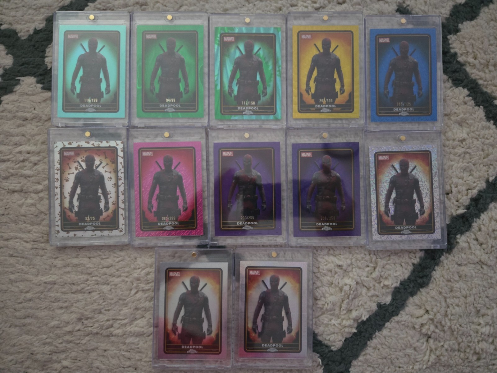 2025 Topps Deadpool, #21 Deadpool Parallel Set/Lot. green, blue, pink, purple,