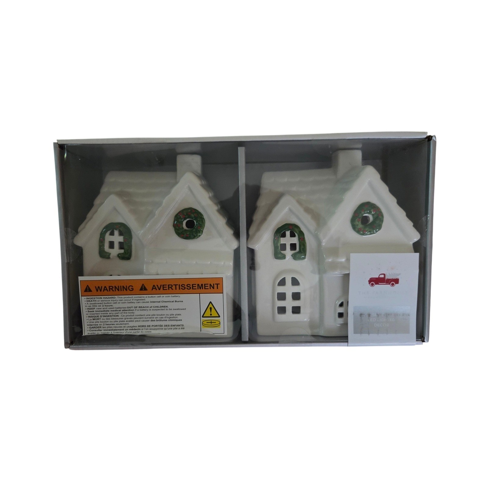 The Farmhouse Rachel Ashwell White Ceramic LED Light Up Christmas Houses New