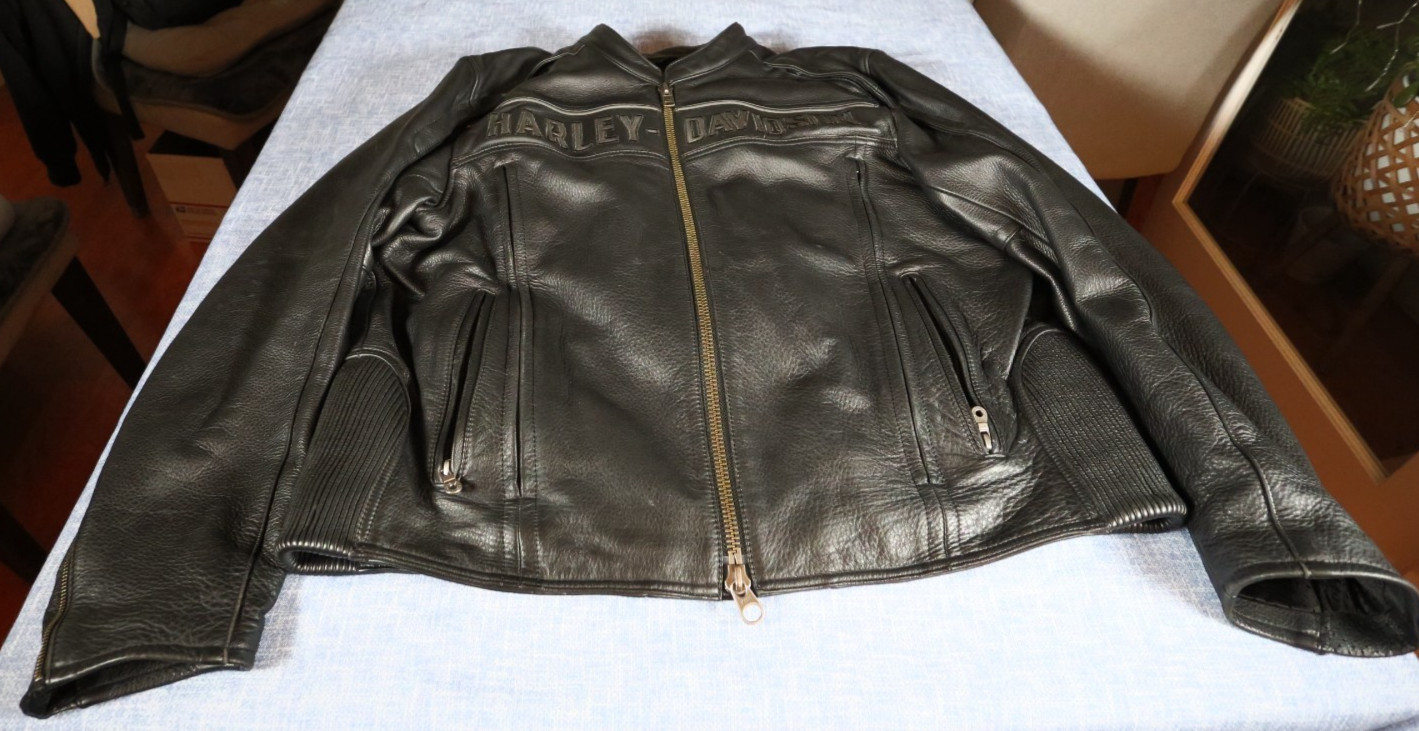 Harley-Davidson Leather Motorcycle Jacket Vintage Y2K Heavy Duty - XL