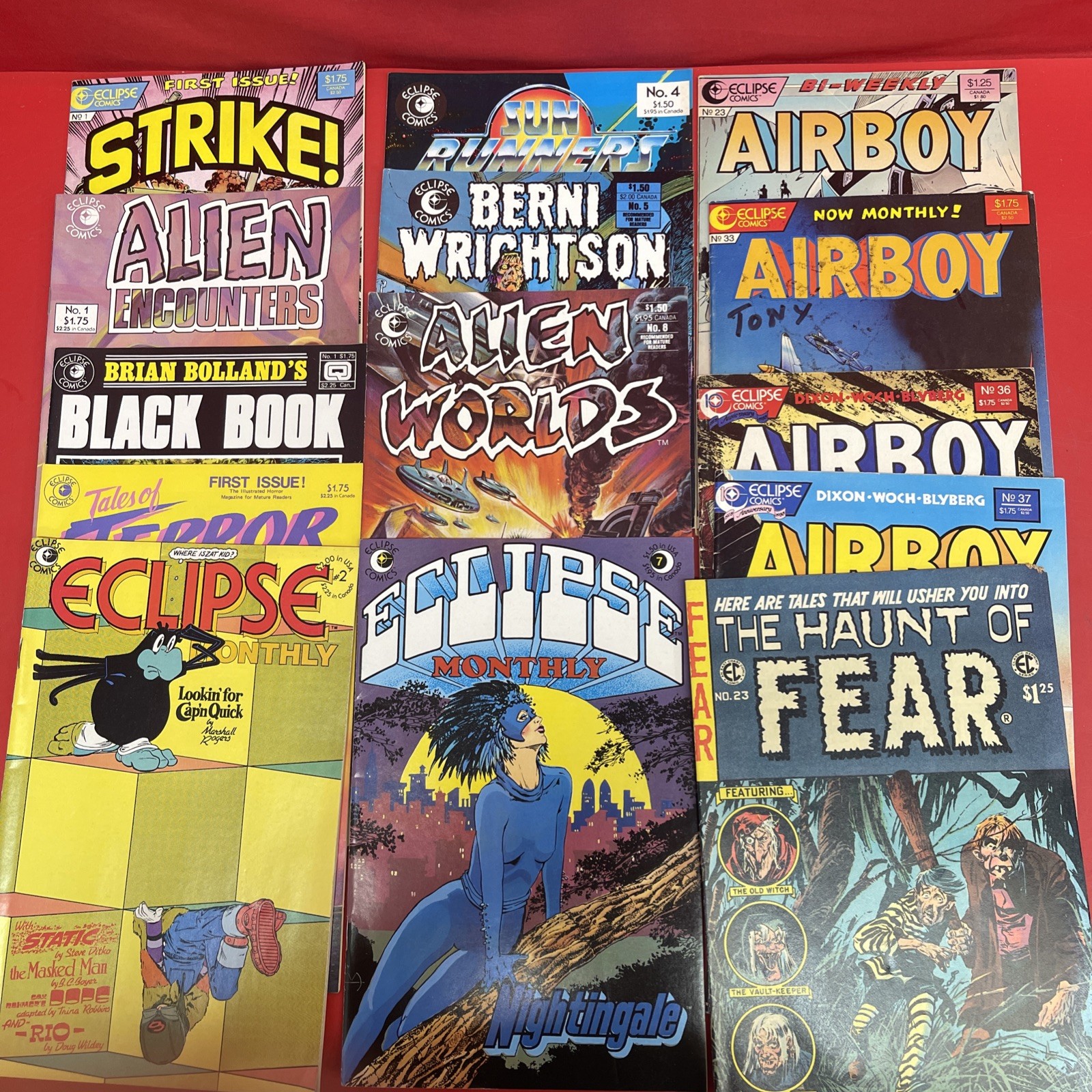 Vintage Eclipse Comics Lot of 14 Airboy Alien Worlds Strike #1 Horror 1980s •19