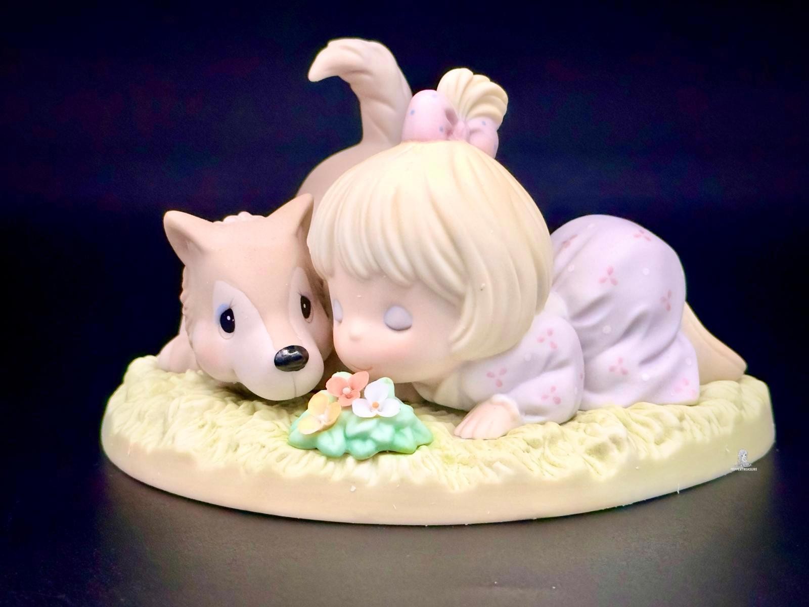 Rare Precious MomentsGirl & Wolf Pup Endangered Species Limited Edition