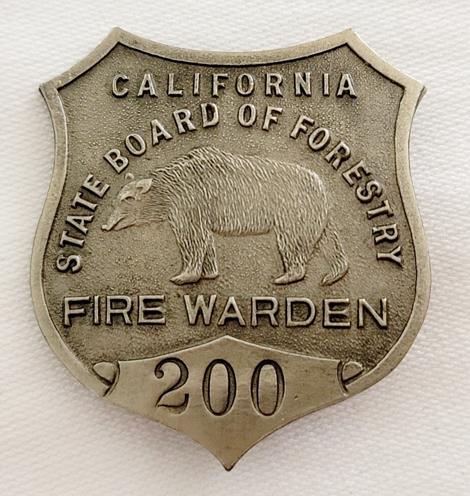 Rare 1900s Antique California State Board Of Forestry Fire Warden Badge #200