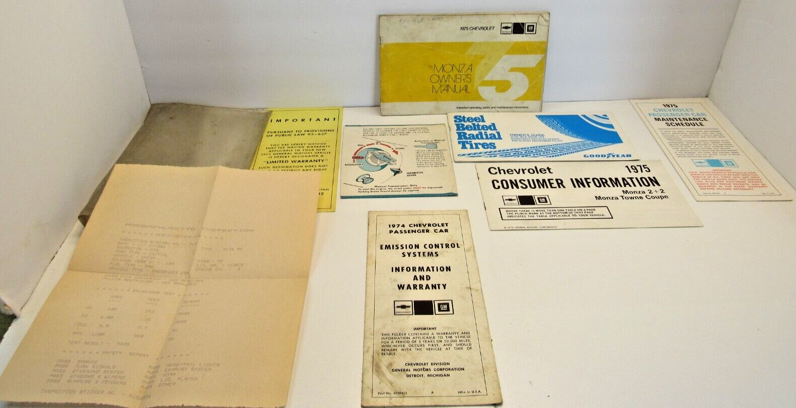 1975 Chevrolet Monza Original Owners Manual With Paperwork  360259 #OP-1