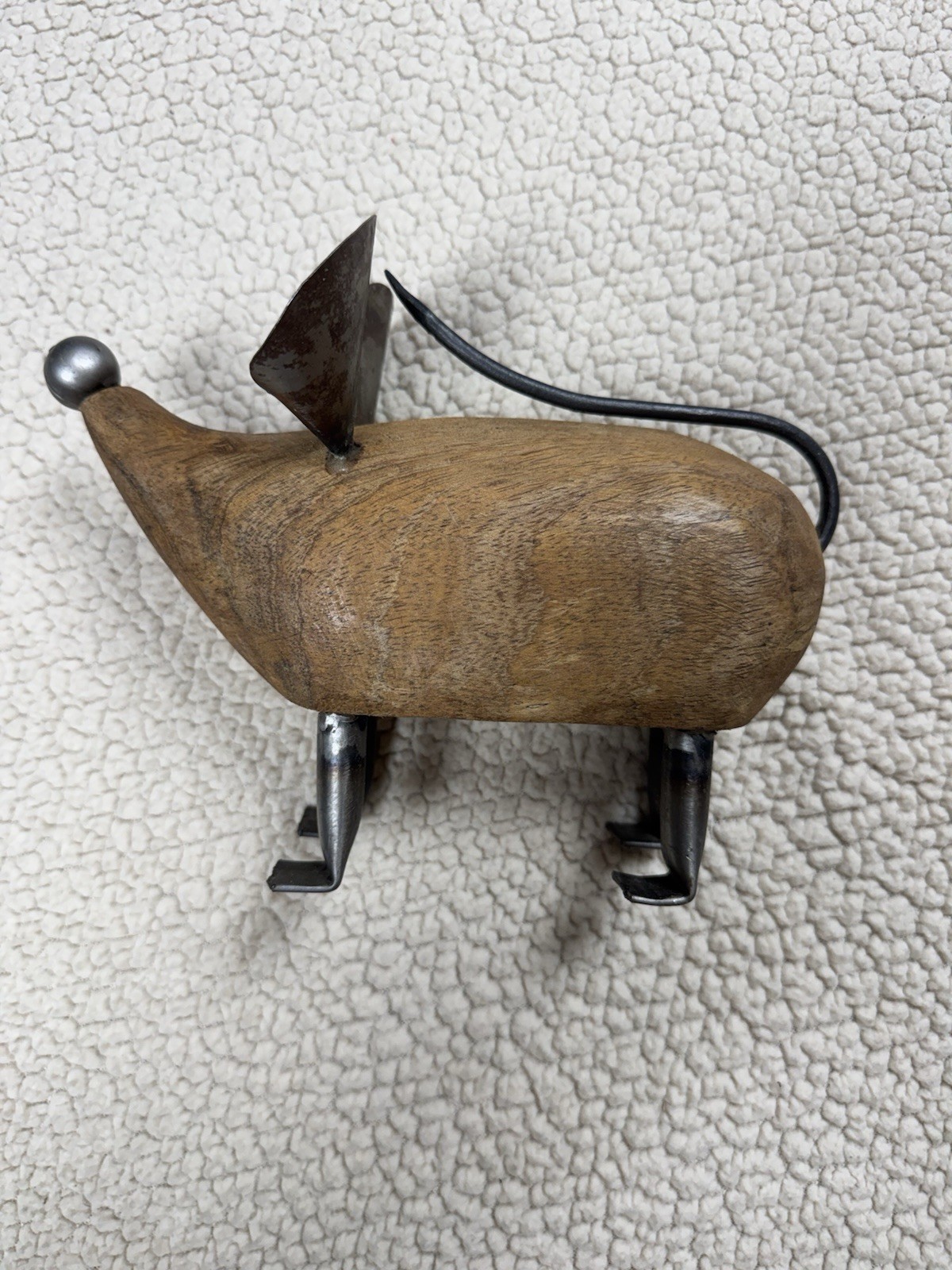Retro Adorable Hand Made Wooden Mouse with Big Ears 9