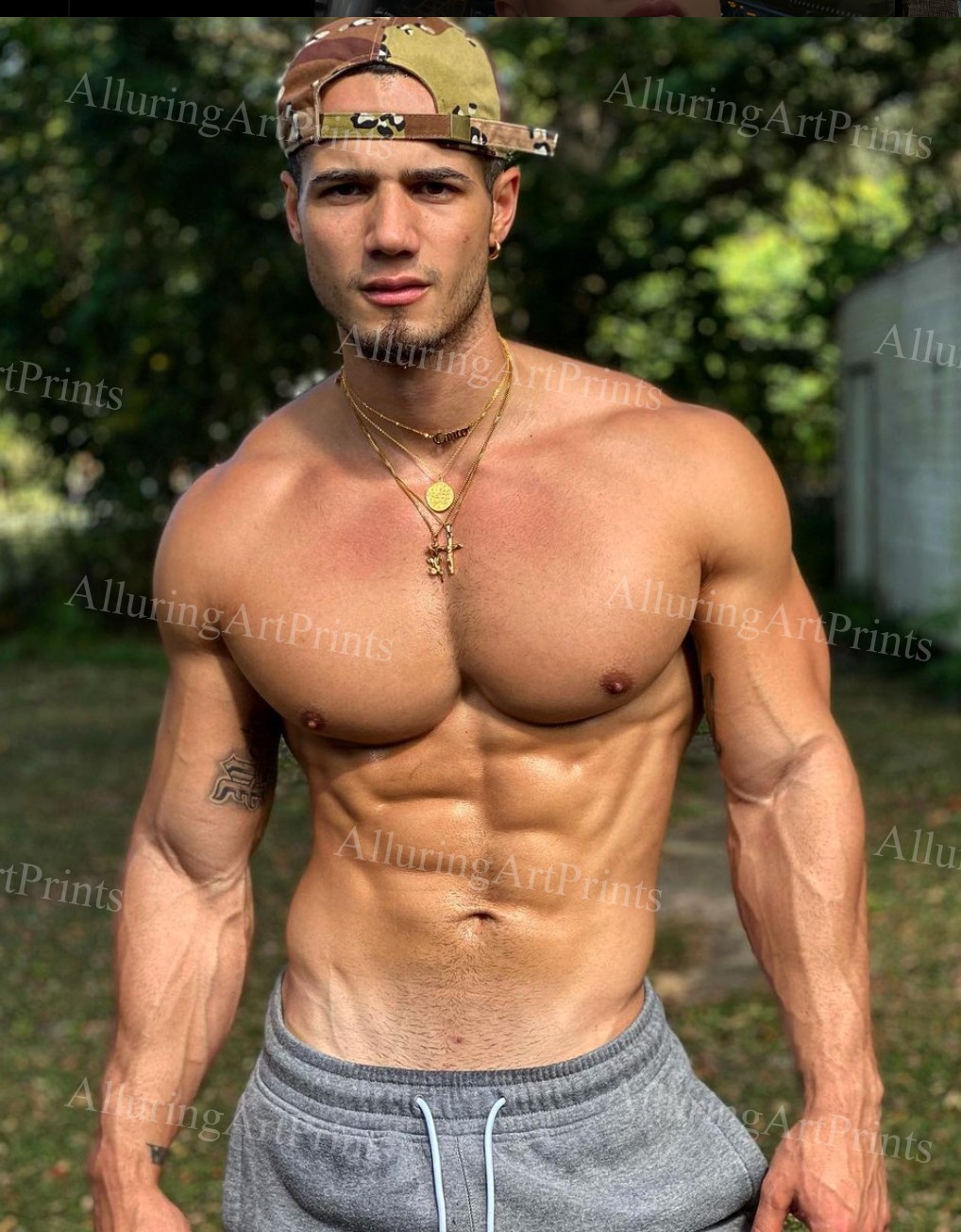 Male Model Photo Print Muscular Handsome Shirtless Hunk Abs -732E
