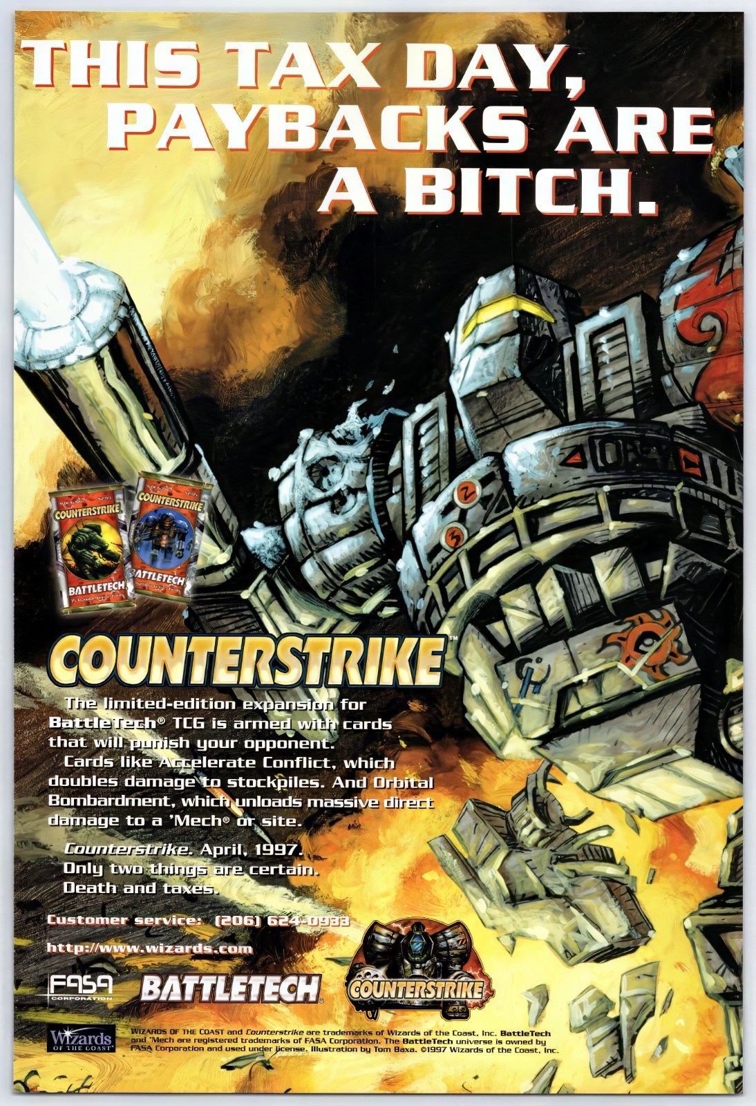 BattleTech Counterstrike Card Game CCG TCG - Original Print Ad Poster Promo 1997