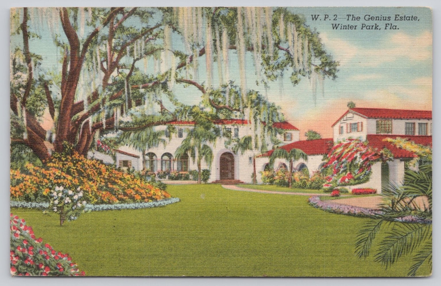 The Genius Estate Winter Park Florida 1955 Curteich Postcard Lake Virginia