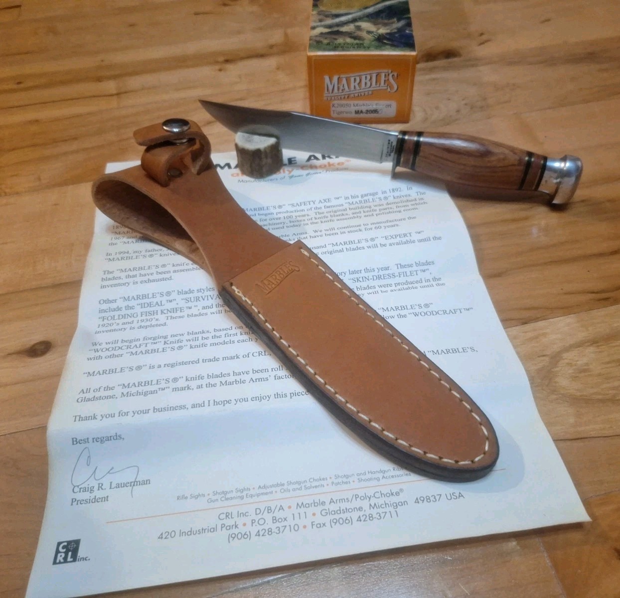 MARBLES GLADSTONE USA KNIFE K20050 EXPERT TIGERWOOD, LIMITED EDITION NIB 