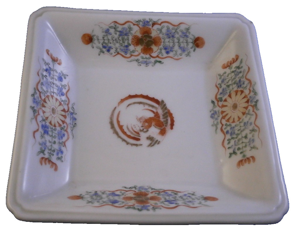 Antique 17thC Japanese Porcelain Arita Kakiemon Design Square Bowl Dish Japan