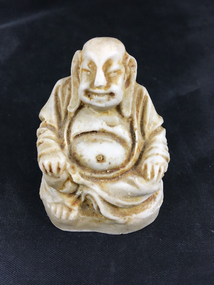 Laughing Buddha Figurine Vintage Budai Hotei Carved Soapstone Sculpture