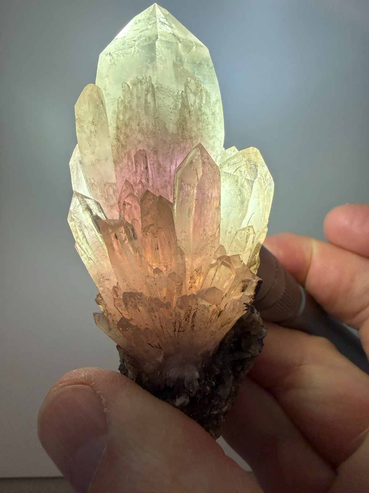 VERY RARE Cluster of purple/pink core Amethyst-Aurora Mine, Charcas, Mexico