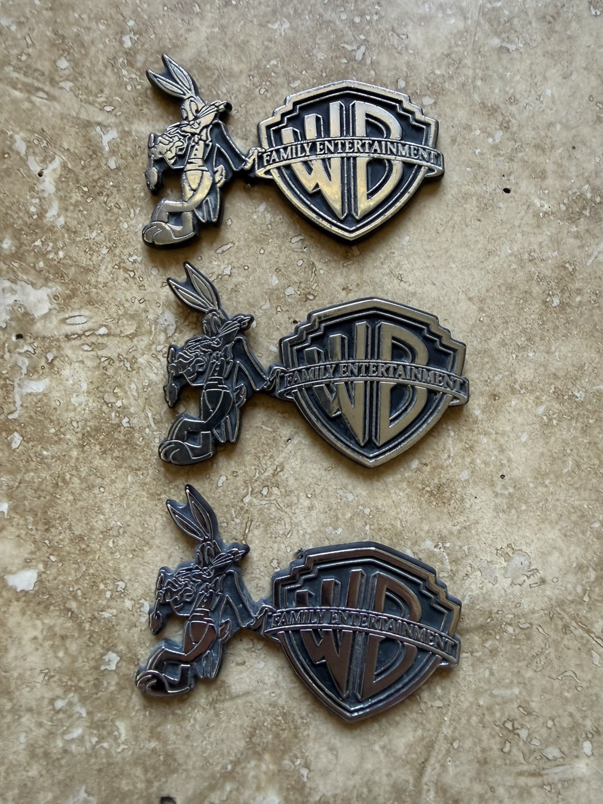 Vintage 1990s Warner Bros Family Entertainment Bugs Bunny Metal Emblems Lot 3