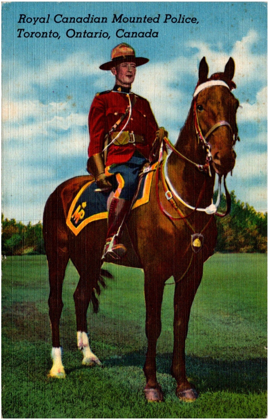 Royal Canadian Mounted Police Toronto Ontario Canada 1940s Linen Postcard Unused