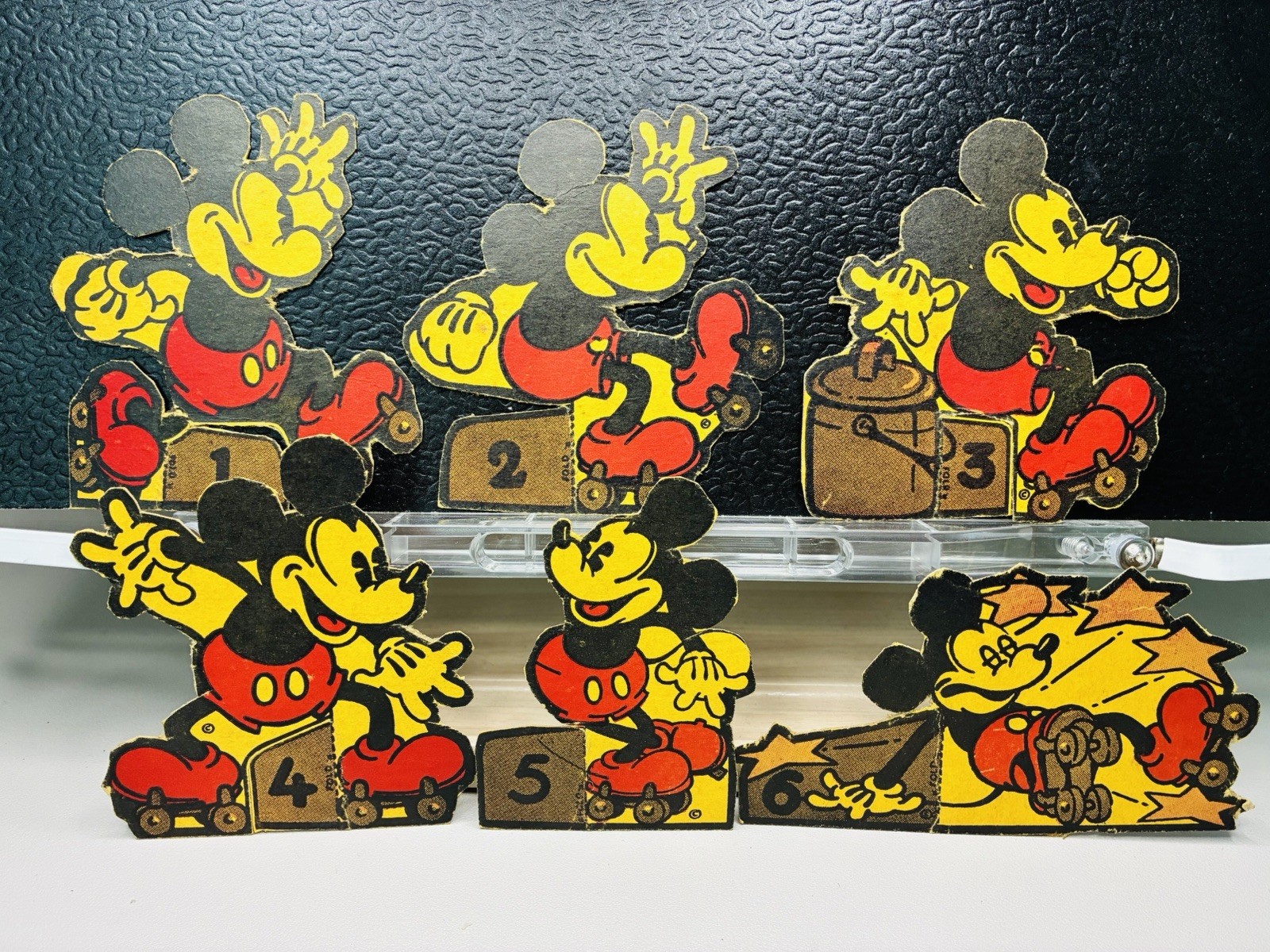 1935 Post Toasties Cereal Mickey Mouse Rollerskating Falling Disney Vintage
