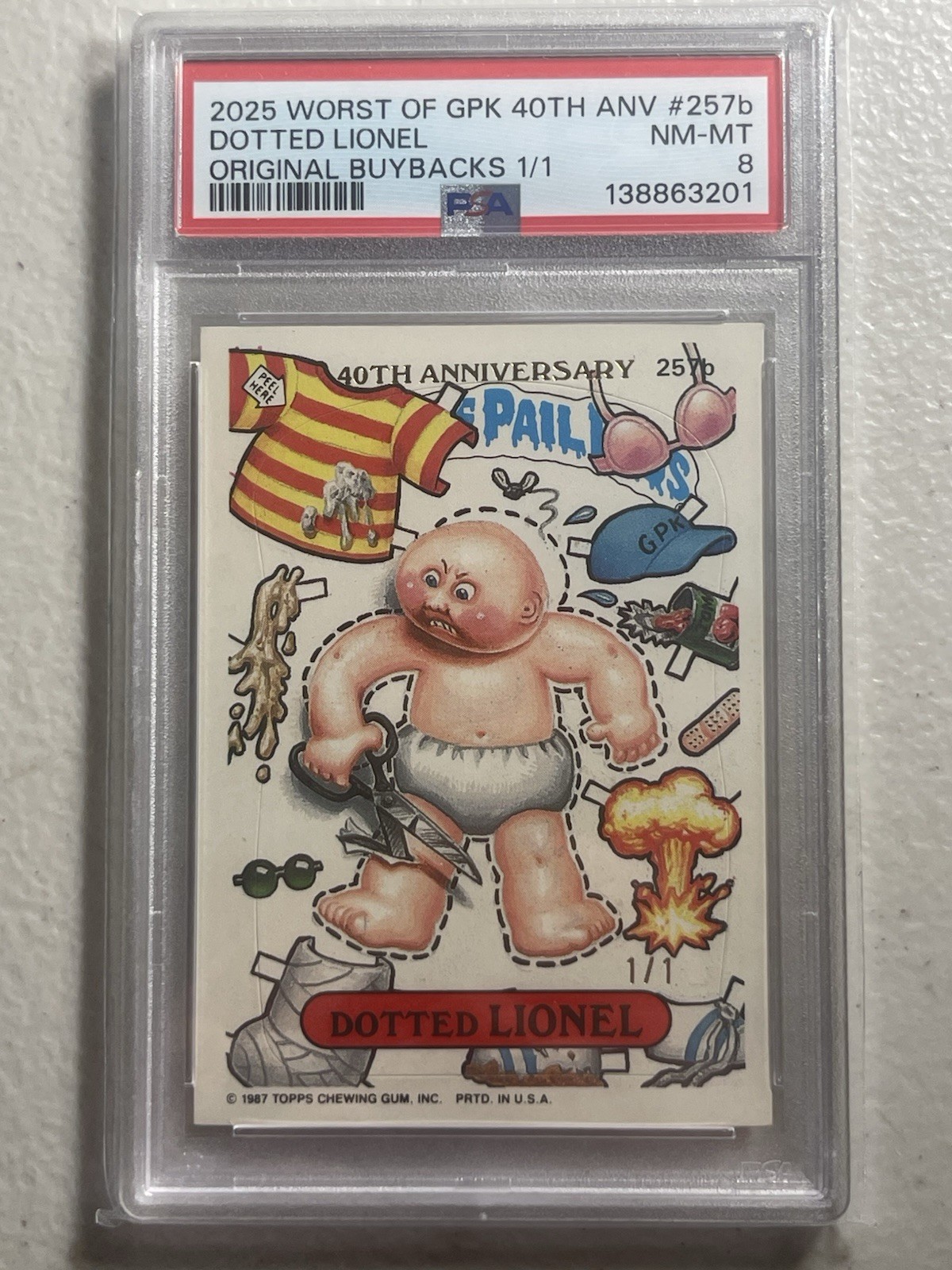 2025 topps worst of gpk 40th anniversary DOTTED LIONEL 1/1  PSA 