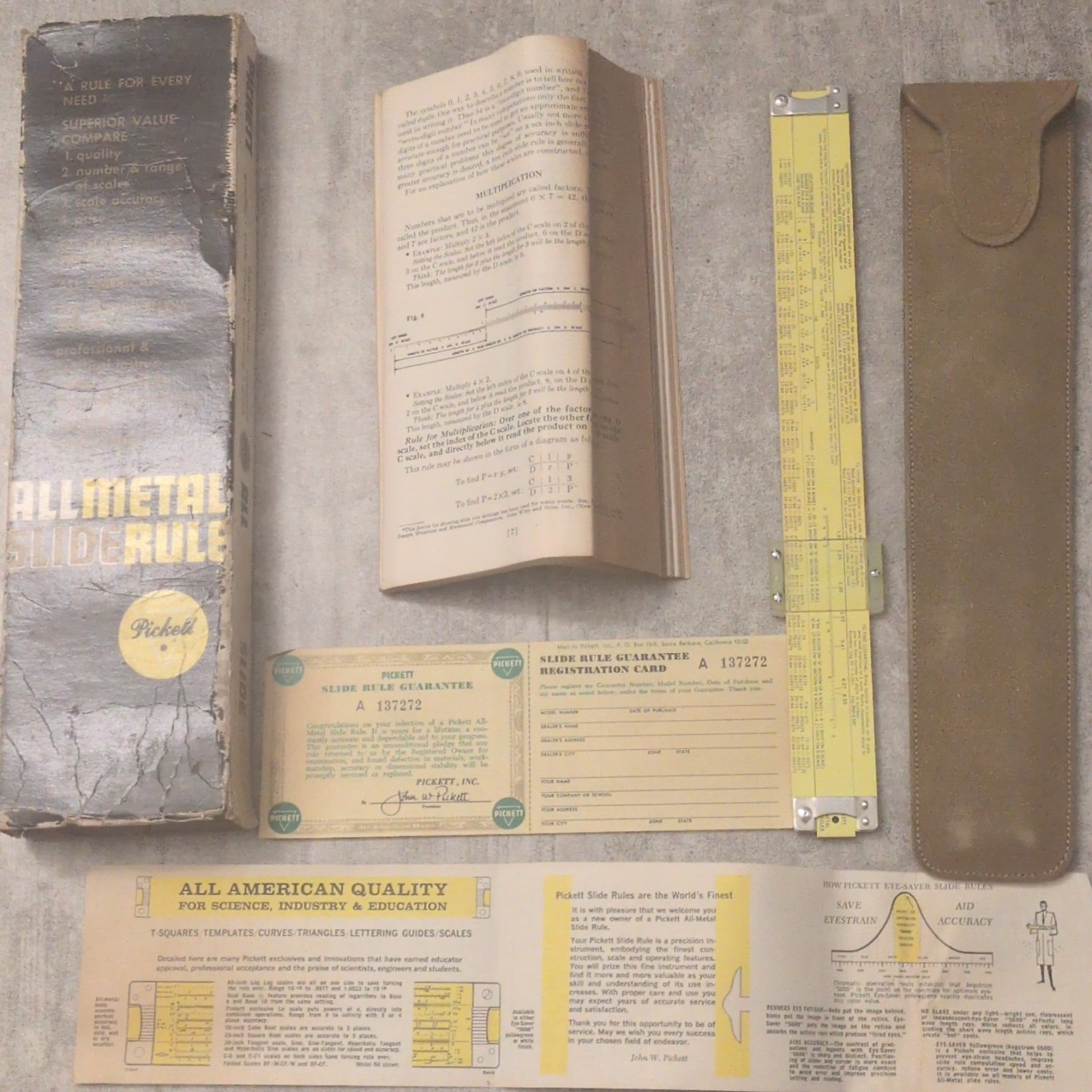 Vintage Pickett All Metal Slide Rule