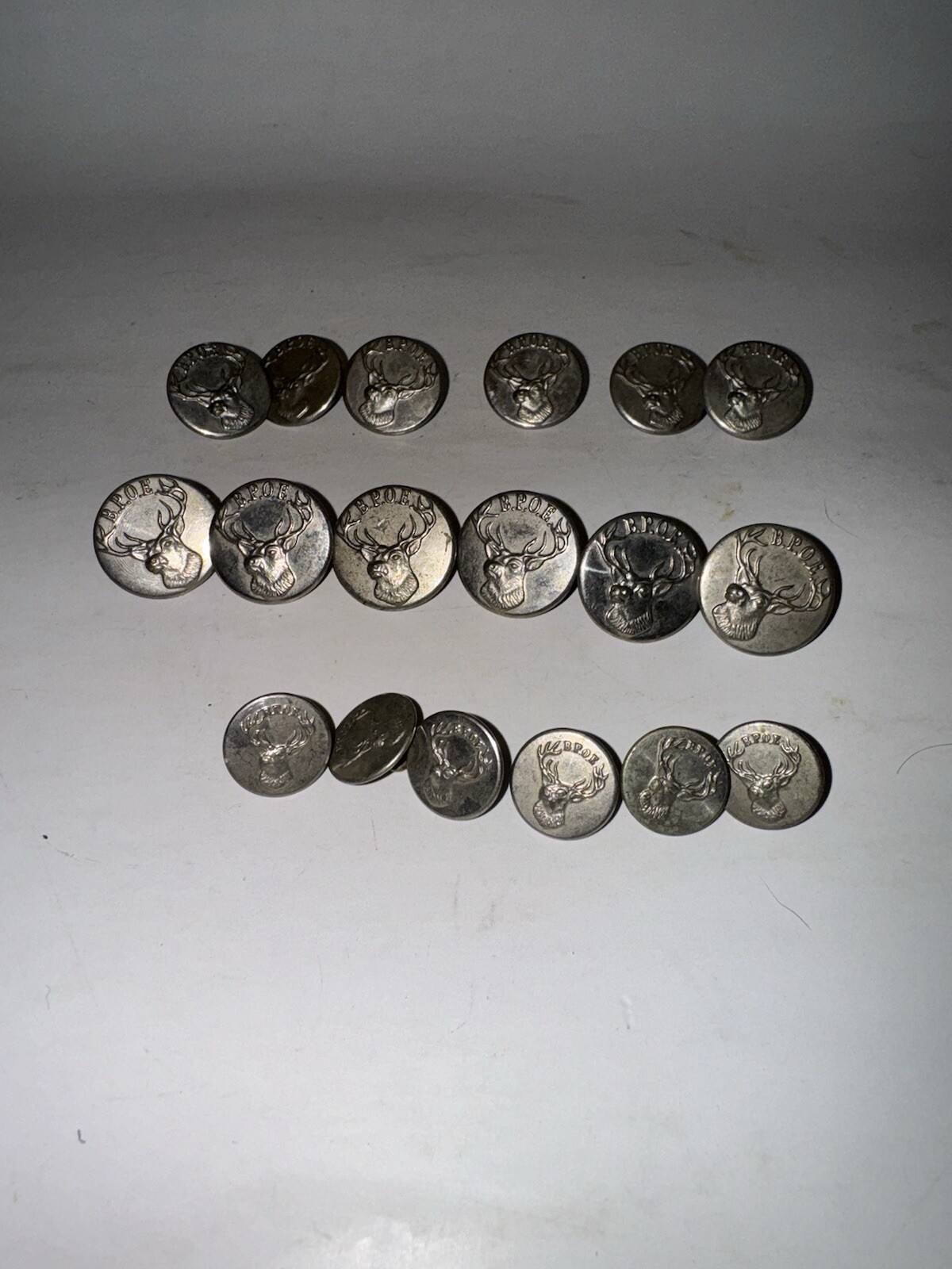 Antique Elks Fraternal BPOE Cuff JACKET COAT Buttons Set of 18 Large and Small