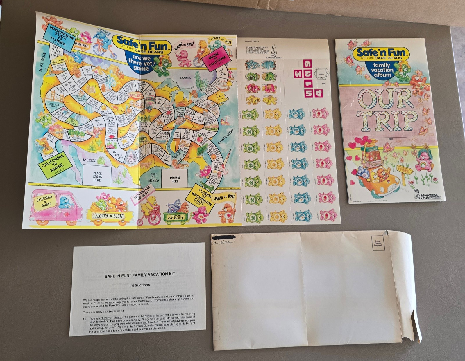 Vintage 1987 Care Bears Safe 'N Fun Family Vacation Kit Complete NEW Unused