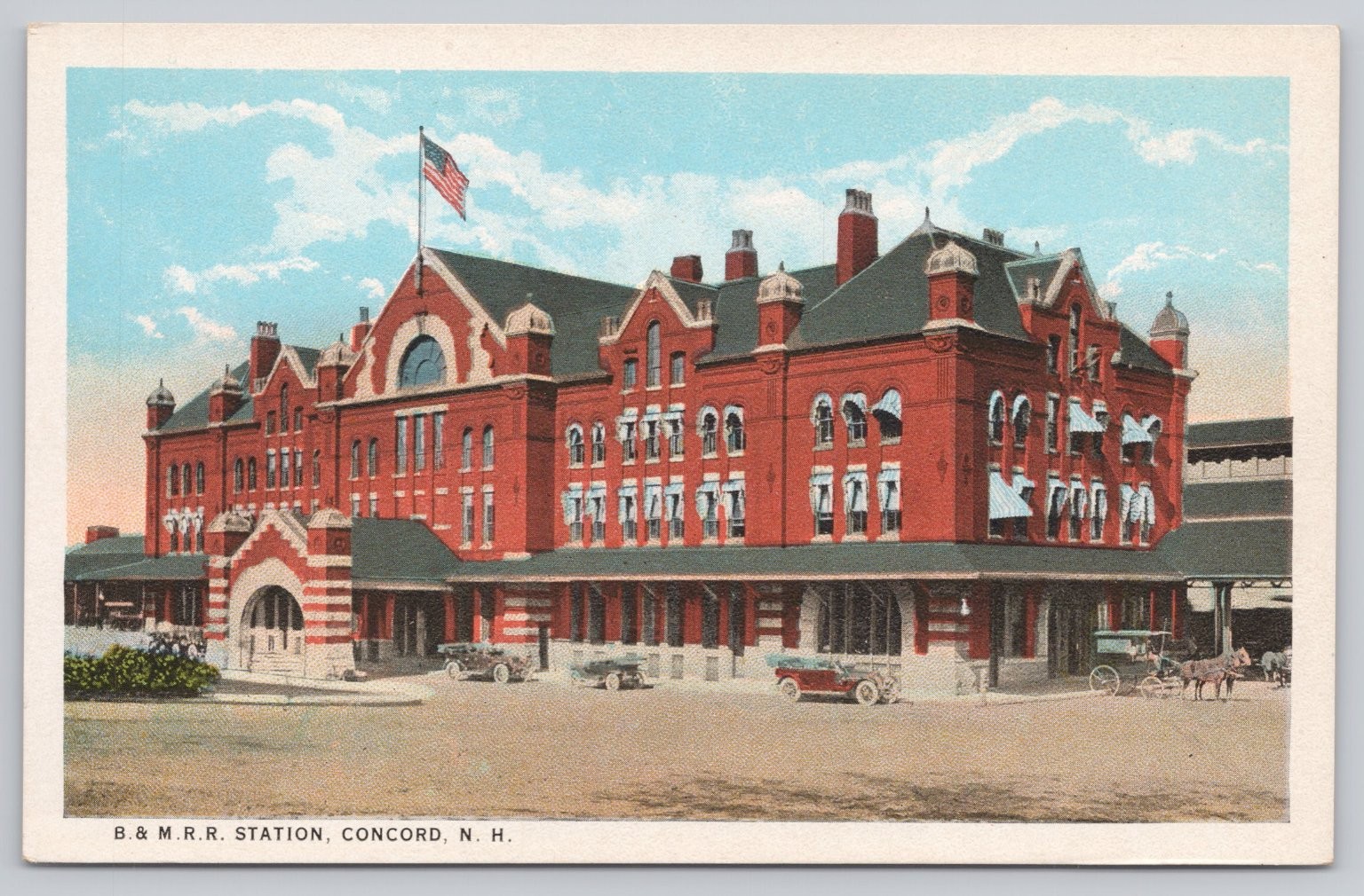 Vintage B. & M. Railroad Station Depot Concord NH New Hampshire Postcard