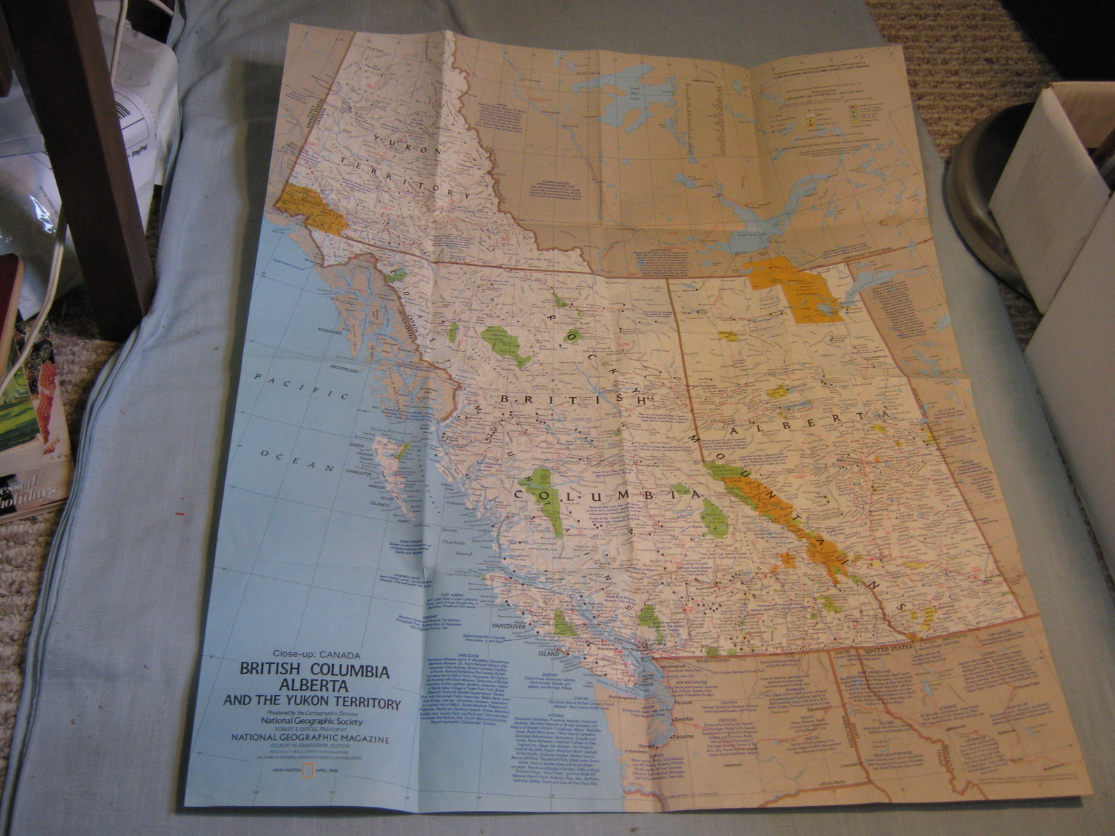 CANADA BRITISH COLUMBIA BC ALBERTA YUKON TERRITORY MAP National Geographic 1978