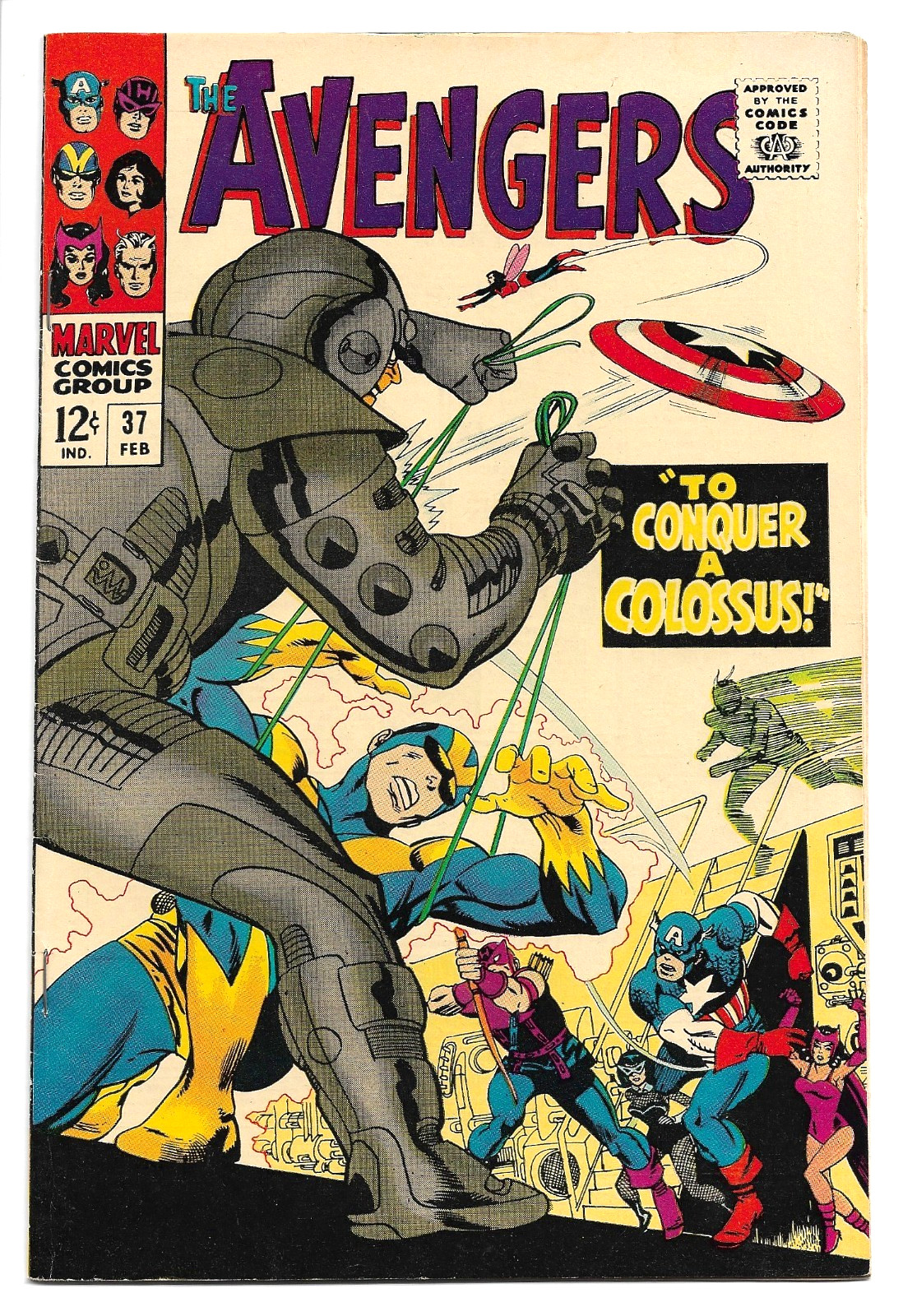 Avengers #37, Marvel 1967, Marvel, Colossus, Capt. America appearance 9.0 VF/NM